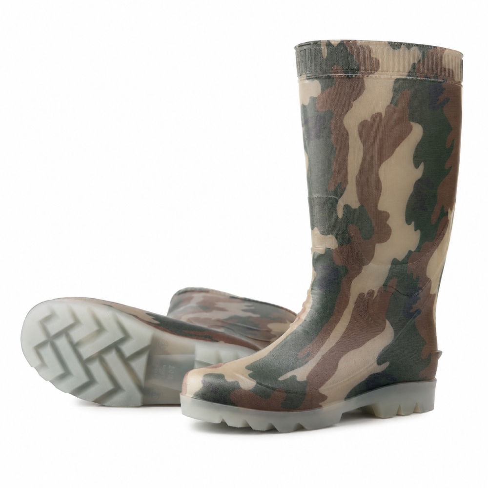 Glossy Camouflage PVC Rain Boots for Outdoor Work 807 (1)