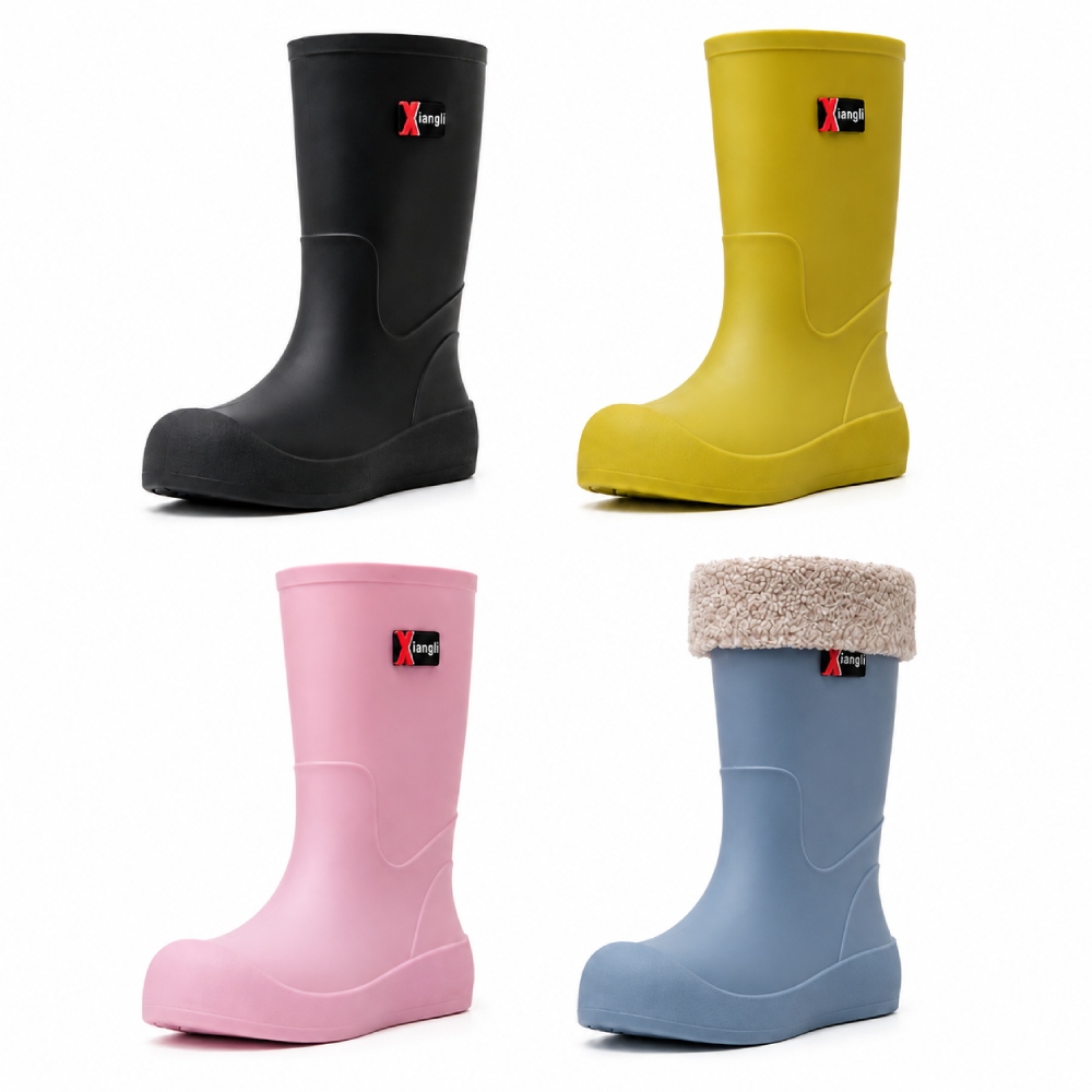 Mid-Calf PVC Rain Boots with Removable Warm Lining for All-Season Use 708 (2)